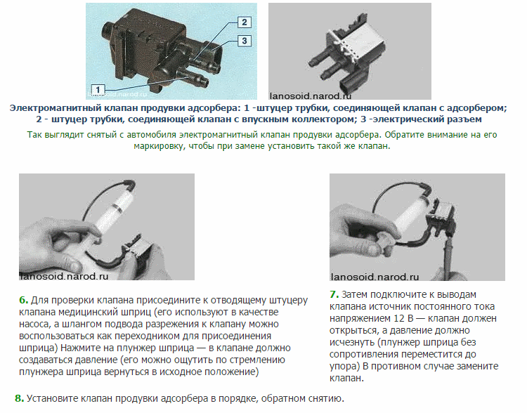 Адсорбер (evap), клапан адсорбера, замена клапана и ремонт